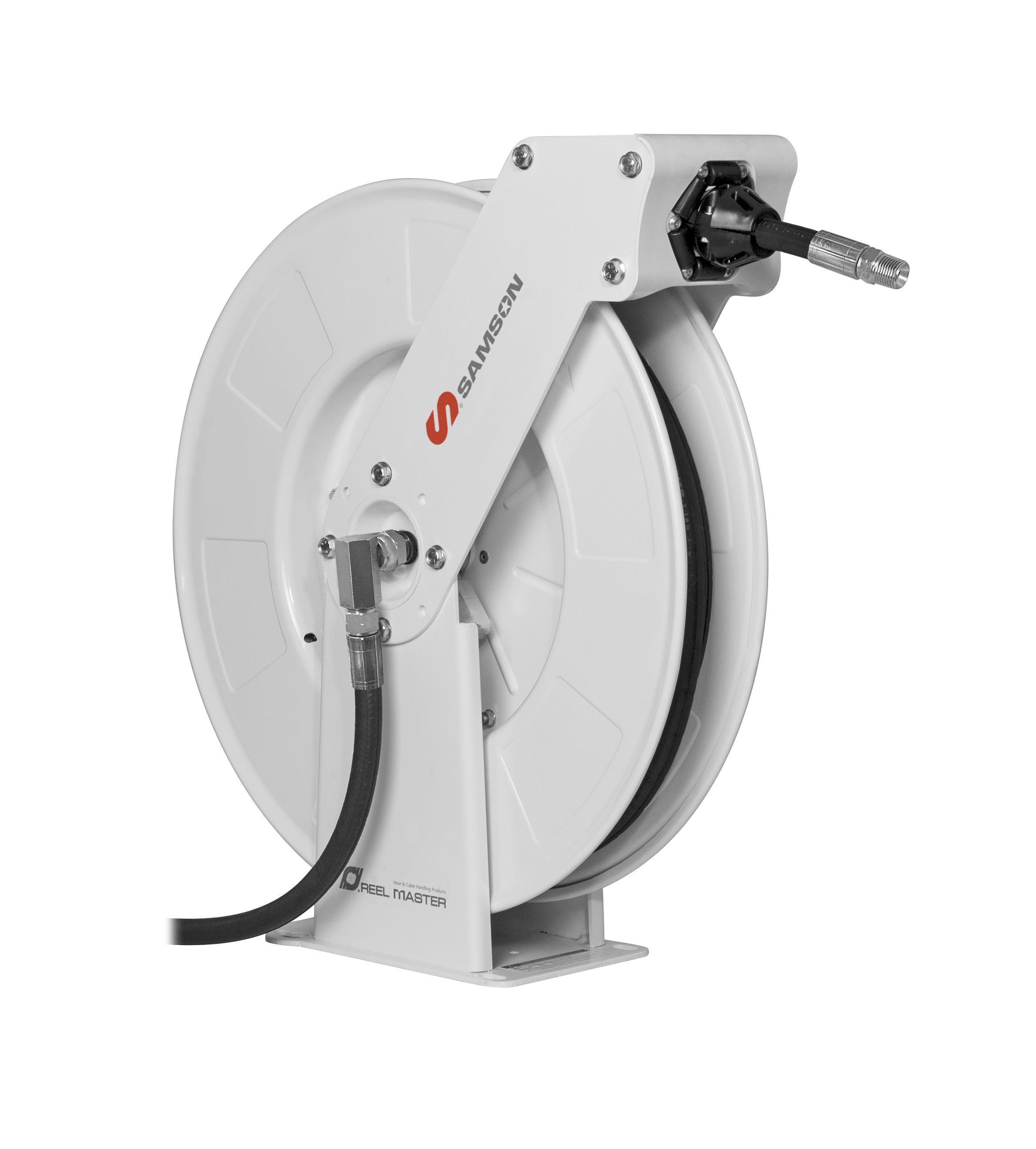 SAMSON 504 351 FULL METAL
HEAVY DUTY HOSE REEL. DOUBLE
PEDESTAL, 50&#39; X 3/8&quot; HOSE. FOR 
GREASE