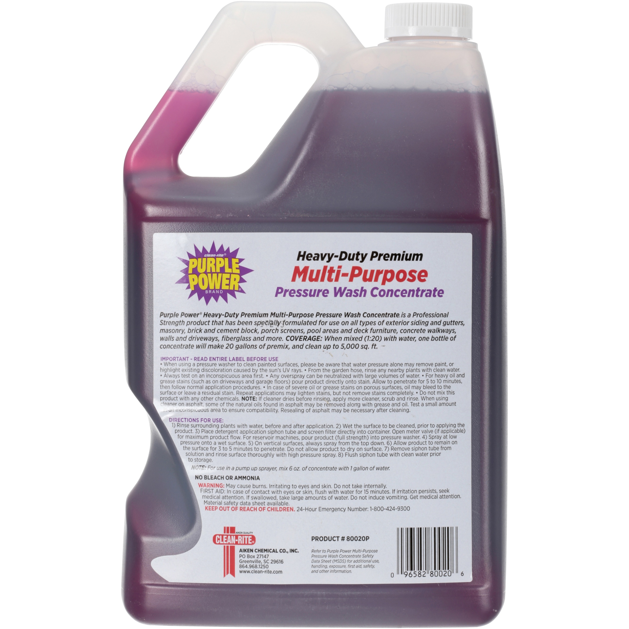 PURPLE POWER-#80020P
MULTI-PURPOSE PRESSURE WASH
4X1 GAL