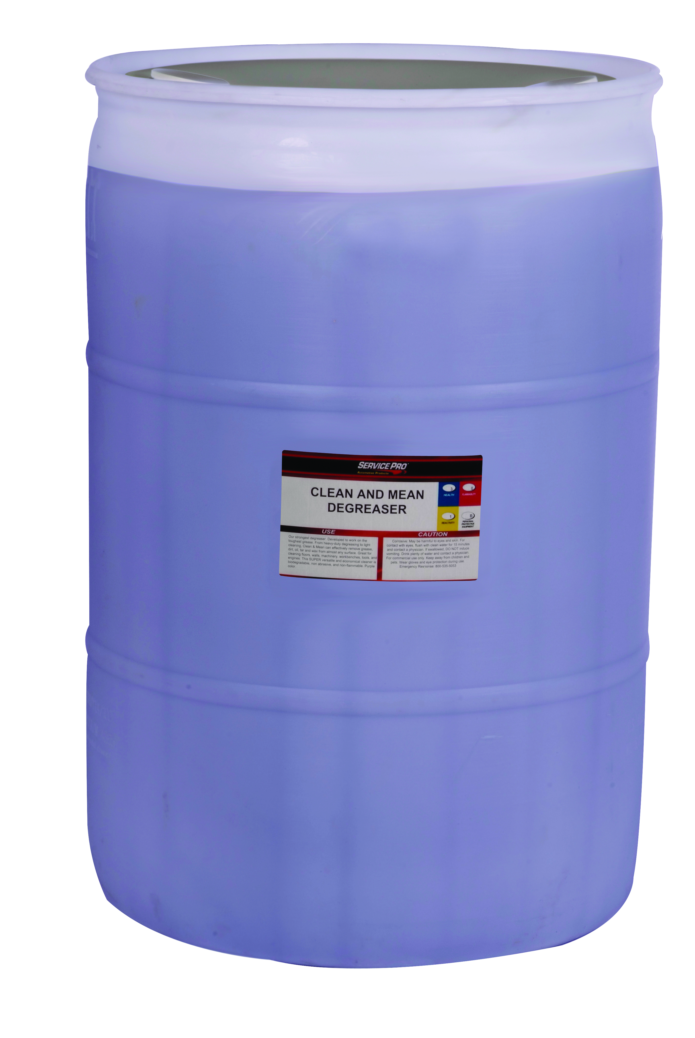 UN1760,CORROSIVE LIQUID,
N.O.S.,(SODIUM HYDROXIDE),8,
PG II SERVICE PRO CLEAN &amp; MEAN
DEGREASER SP5726 (30GAL)